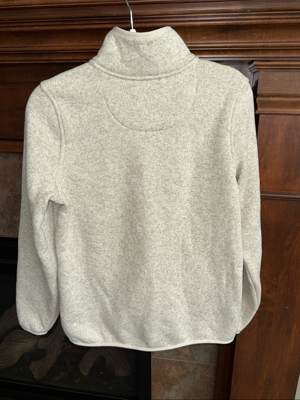 L.L.Bean Sweater Fleece Pullover oatmeal marled neutral Medium - Picture 7 of 9